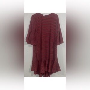 LuLaRoe Red and Black Striped Dress